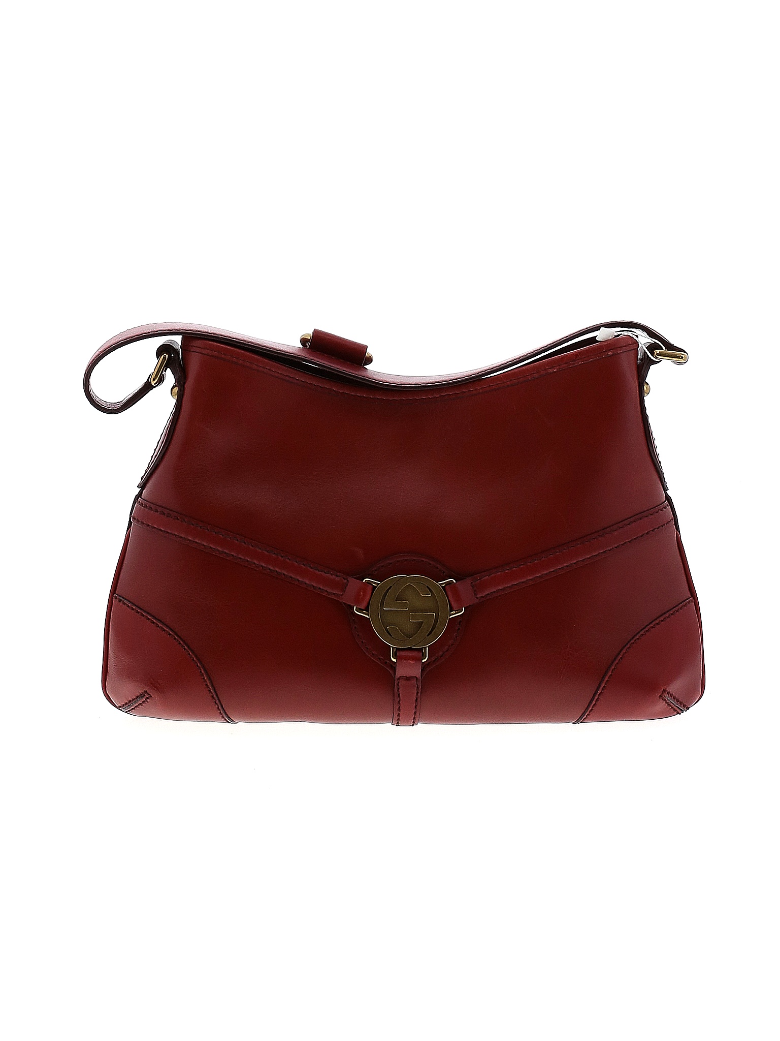 Gucci 100 Calf Leather Solid Colored Red Leather Shoulder Bag One Size