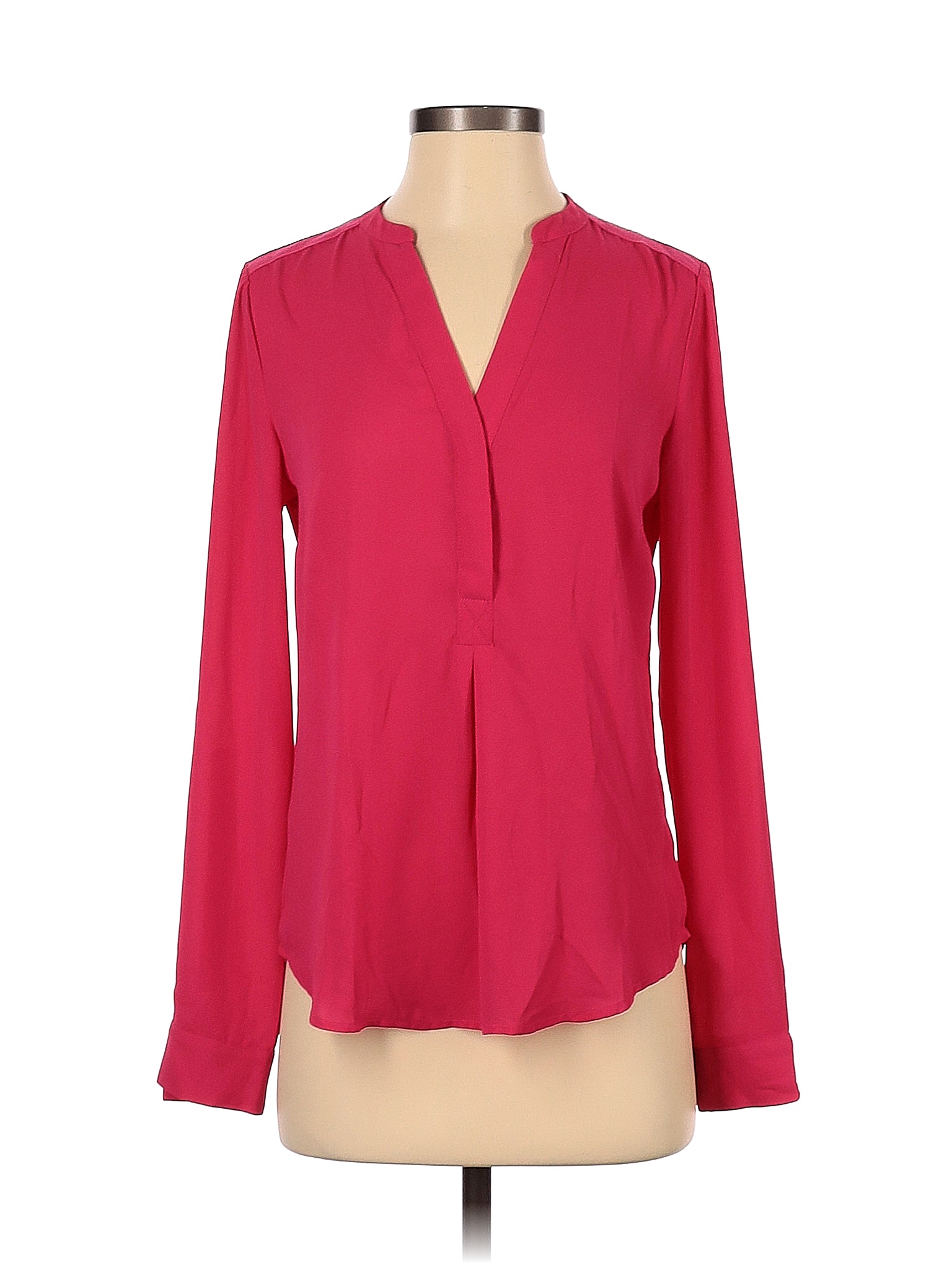 The Limited 100 Polyester Solid Colored Pink Long Sleeve Blouse Size