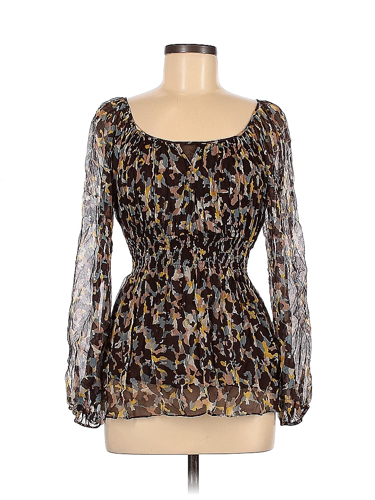 BCBGMAXAZRIA Animal Print Leopard Print Multi Color Brown Long Sleeve ...