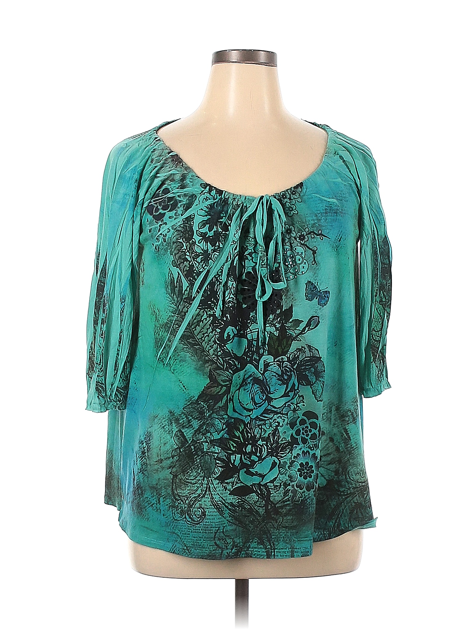 Fashion Bug Tops Blouses 2026.Fashion Bug Teal 3/4 Sleeve Blouse Size XL - 63% off | ThredUp