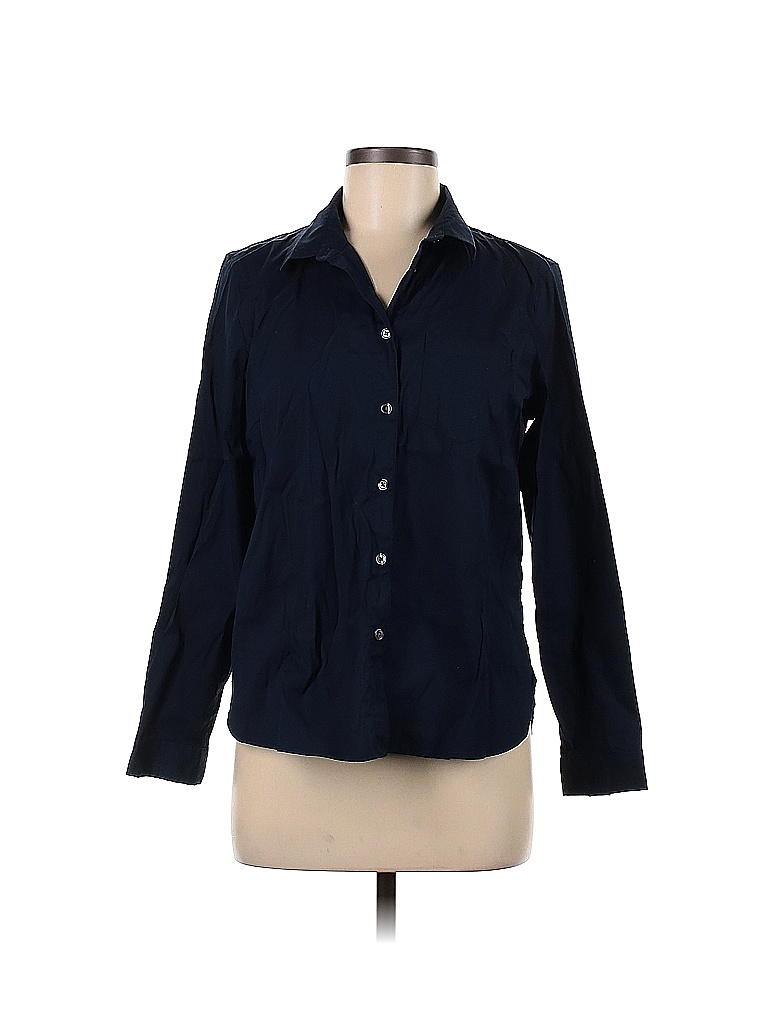 Banana Republic Factory Store Solid Blue Long Sleeve ButtonDown Shirt Size M 69 off thredUP