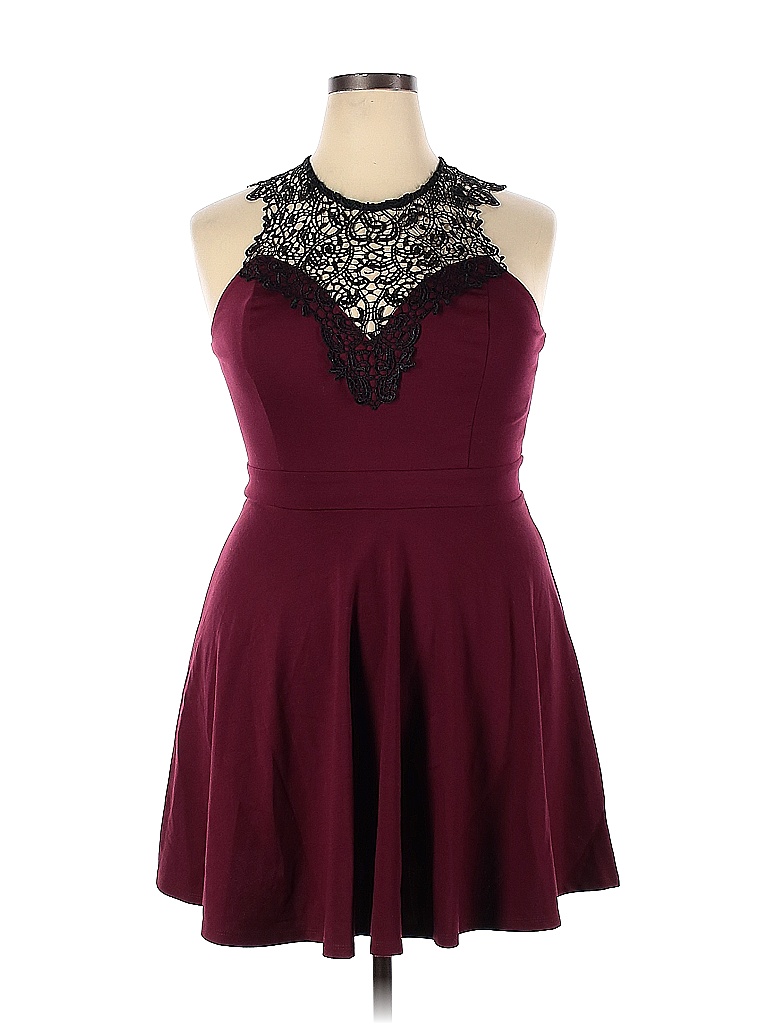 Material Girl Solid Colored Burgundy Cocktail Dress Size XL 71 off