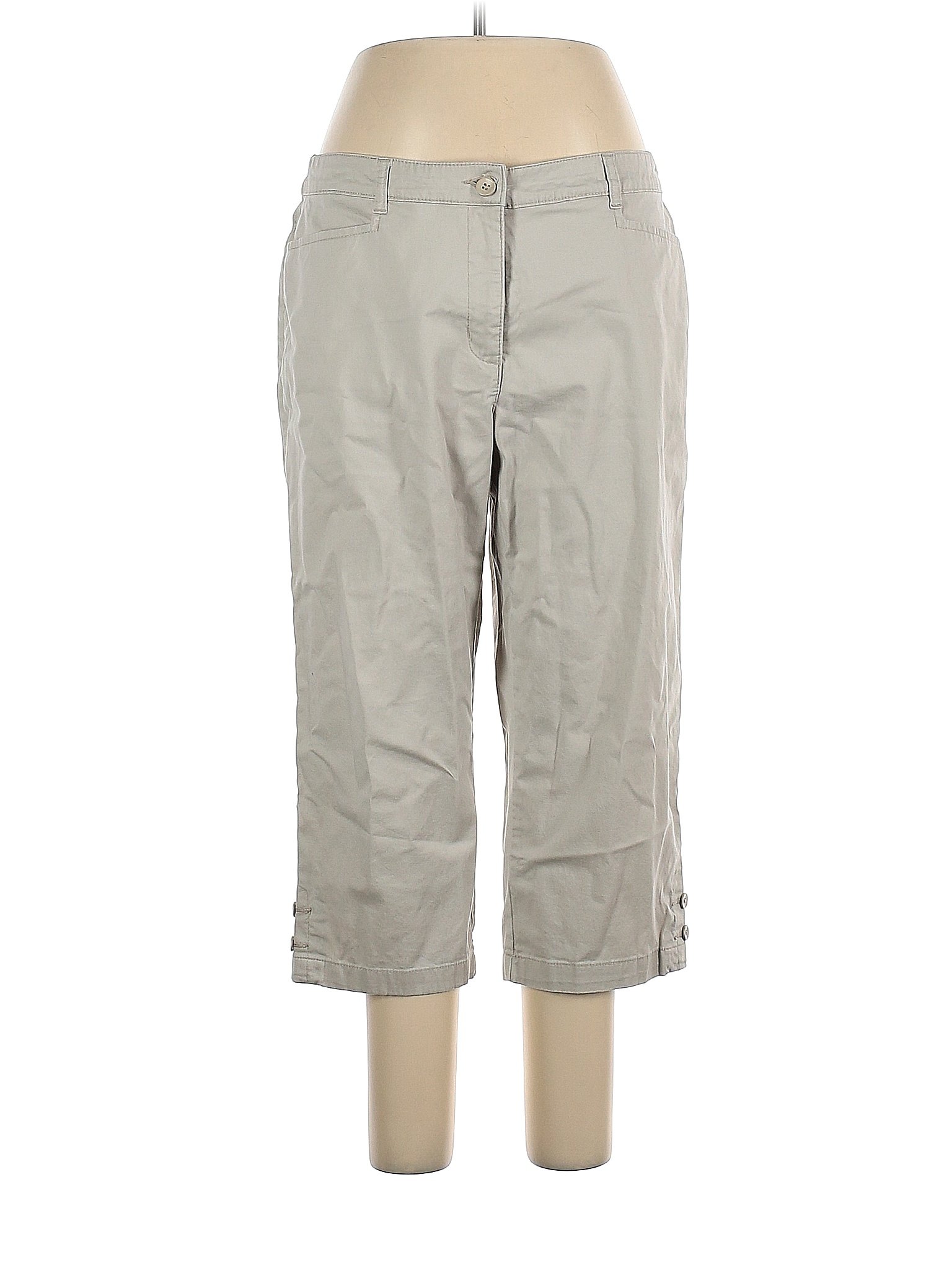 Karen Scott Solid Colored Tan Khakis Size 14 - 75% off | thredUP