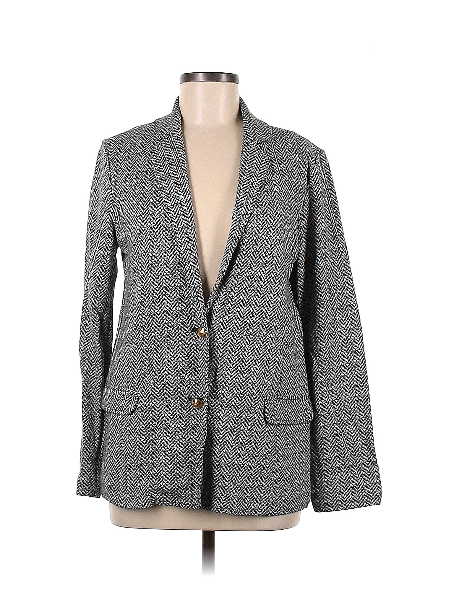 Joan Vass 100% Cotton Stripes Gray Black Blazer Size 6 (1) - 80% off ...