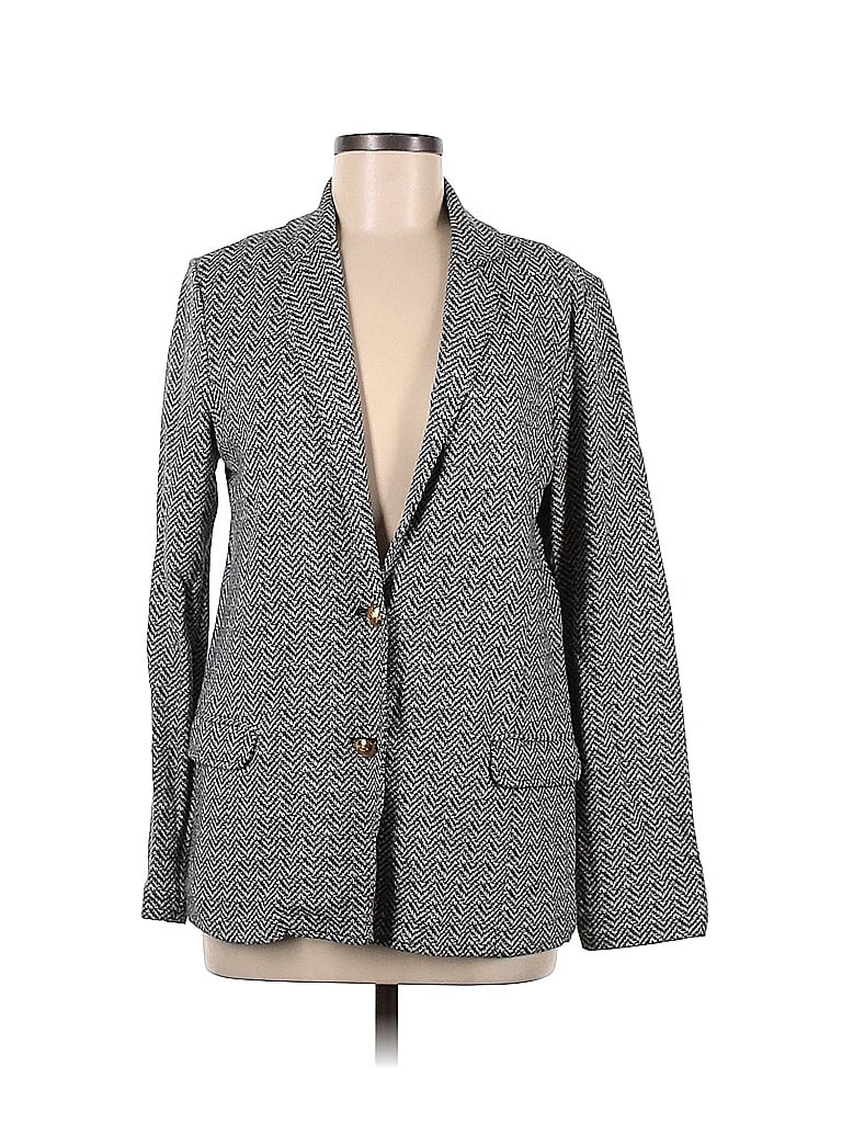 Joan Vass 100% Cotton Stripes Gray Black Blazer Size 6 (1) - 80% off ...