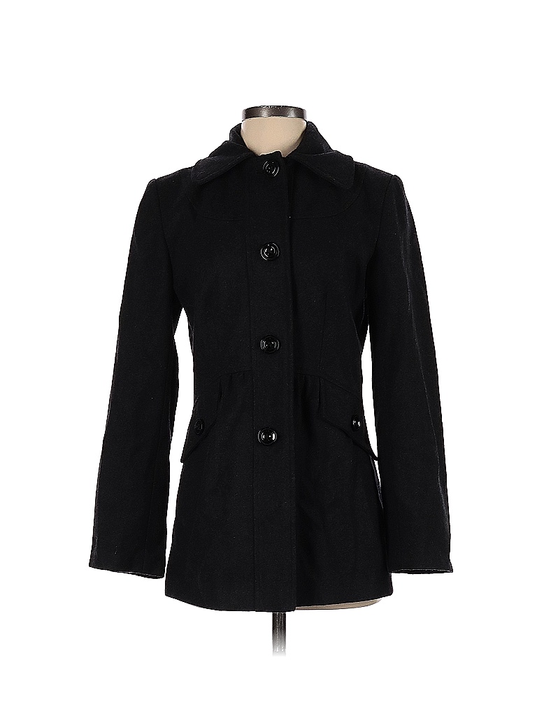 Giacca Solid Black Wool Coat Size S - 78% off | thredUP