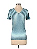 Gap Fit Stripes Teal Blue Short Sleeve T-Shirt Size XS - photo 1