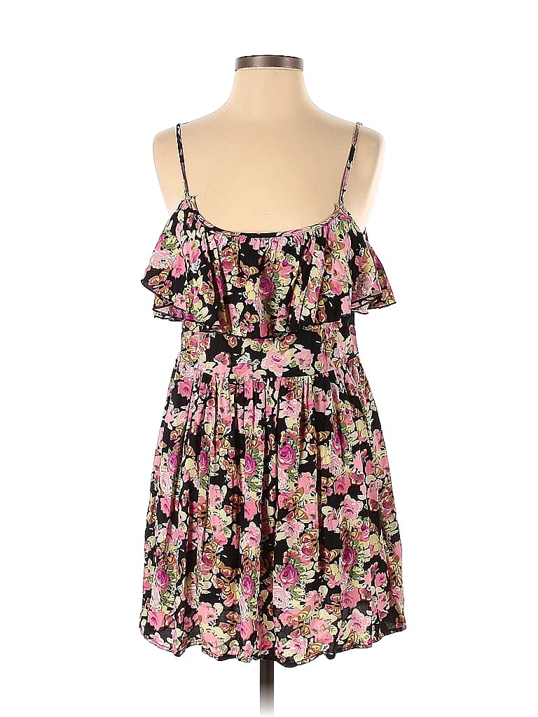 Band of Gypsies 100% Rayon Floral Floral Motif Pink Black Casual Dress Size XS - photo 1