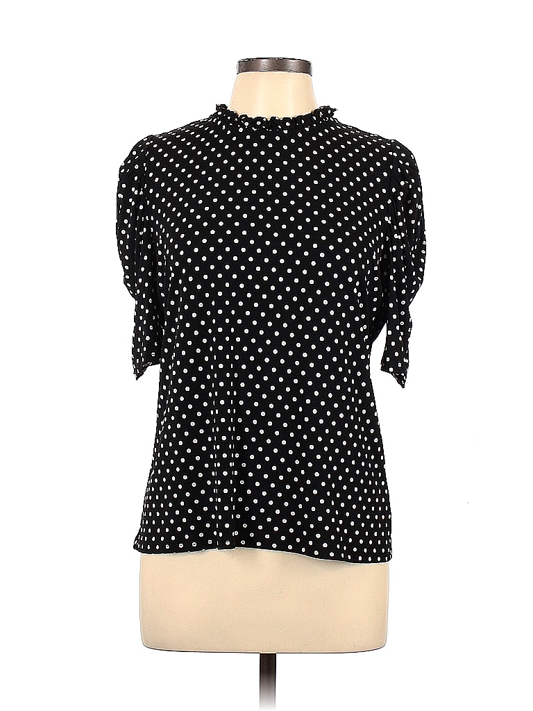 CeCe Polka Dots Black Short Sleeve Top Size L - 73% off | thredUP