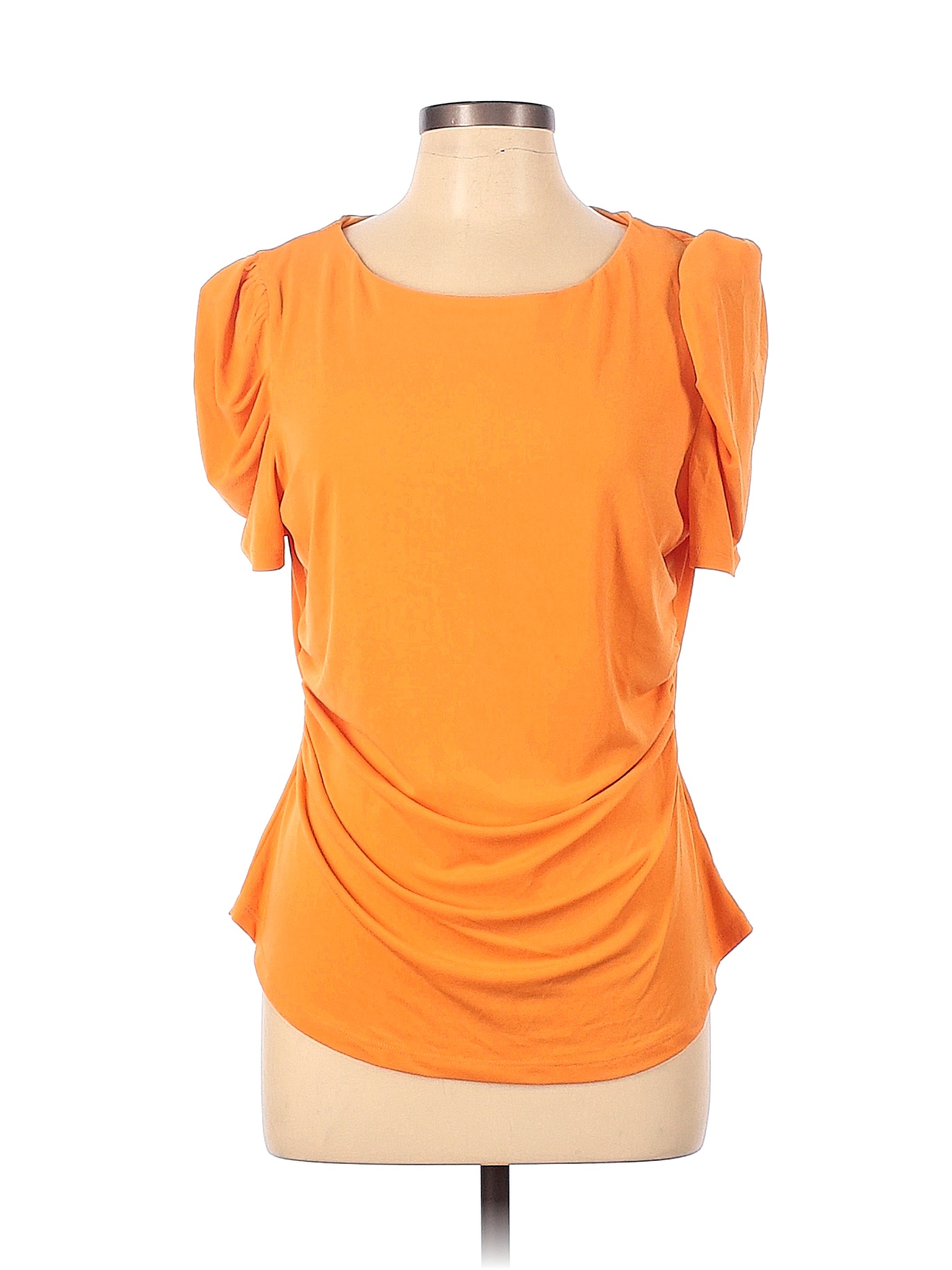 Crown And Ivy Solid Colored Orange Short Sleeve Blouse Size L 60 Off