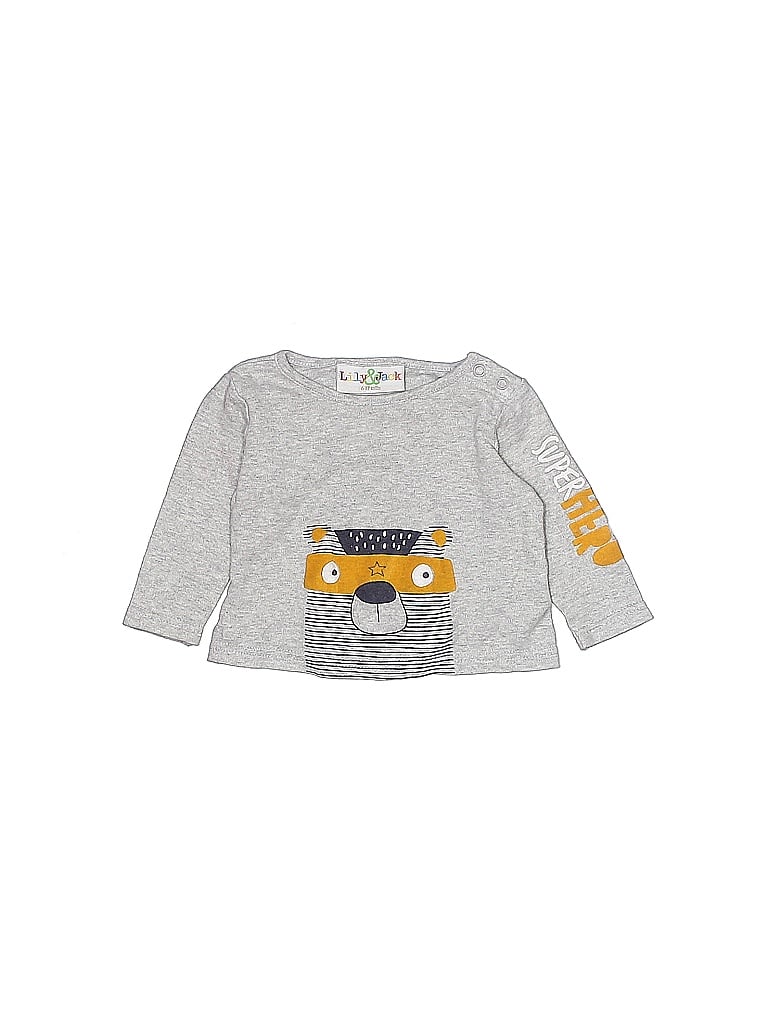 Jack And Lily 100% Cotton Gray Long Sleeve T-Shirt Size 6-12 mo - photo 1