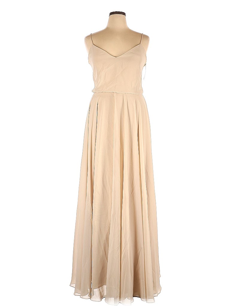 Jenny Yoo Collection 100 Polyester Solid Colored Ivory Cocktail Dress