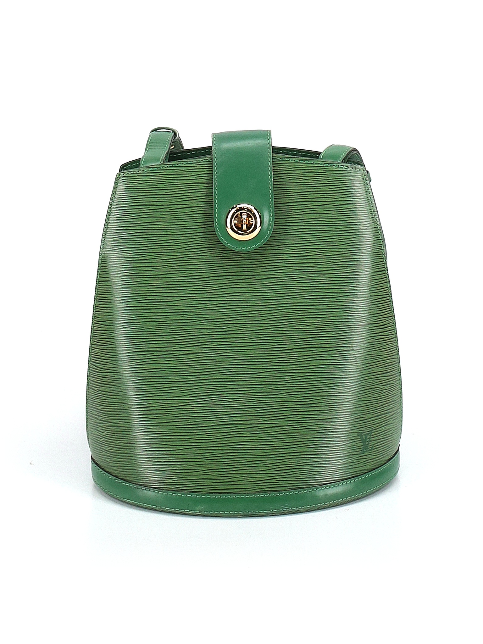 Louis Vuitton 100 Leather Solid Colored Green Leather Shoulder Bag One