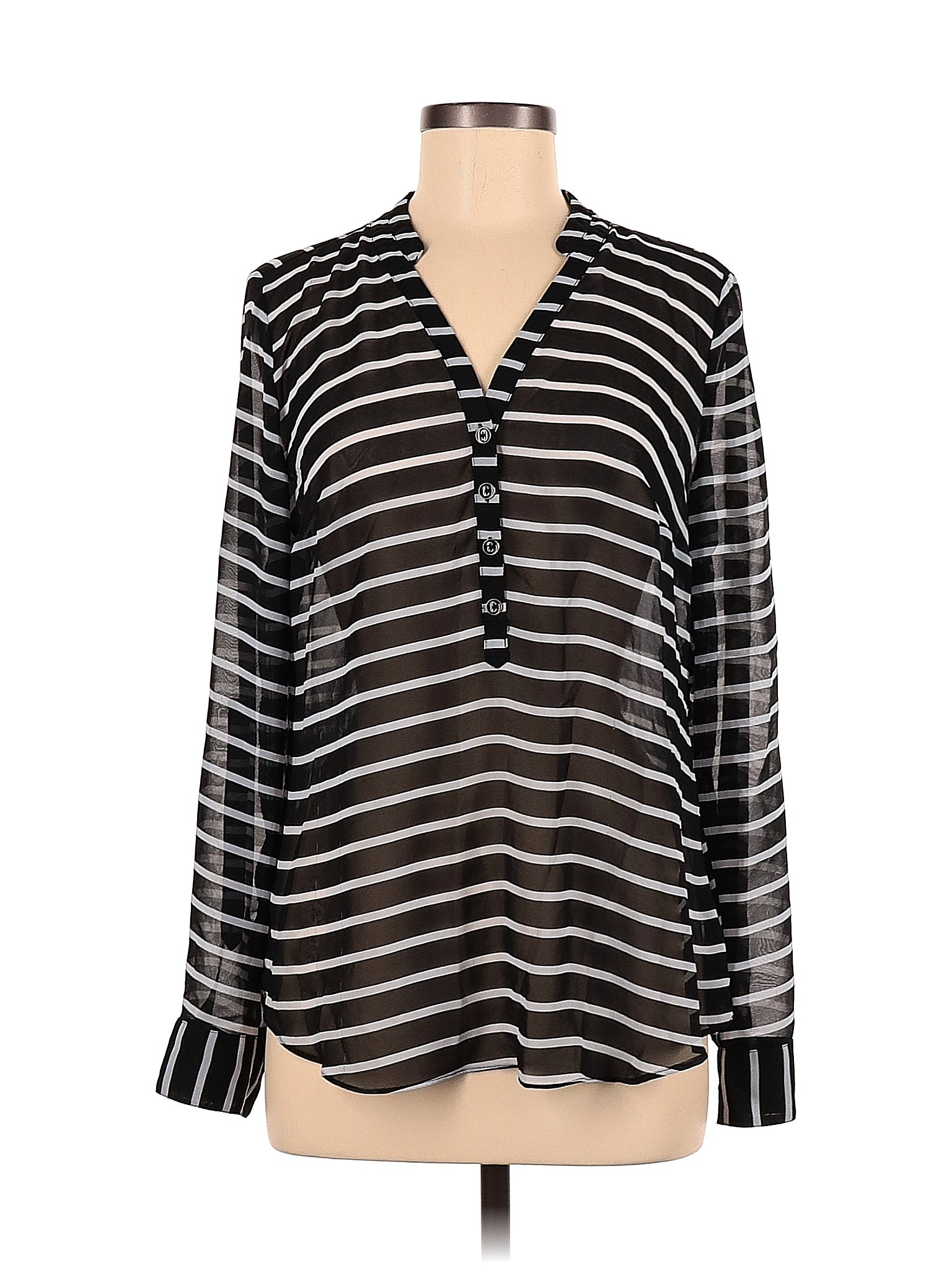 A N A A New Approach 100 Polyester Stripes Multi Color Black Long