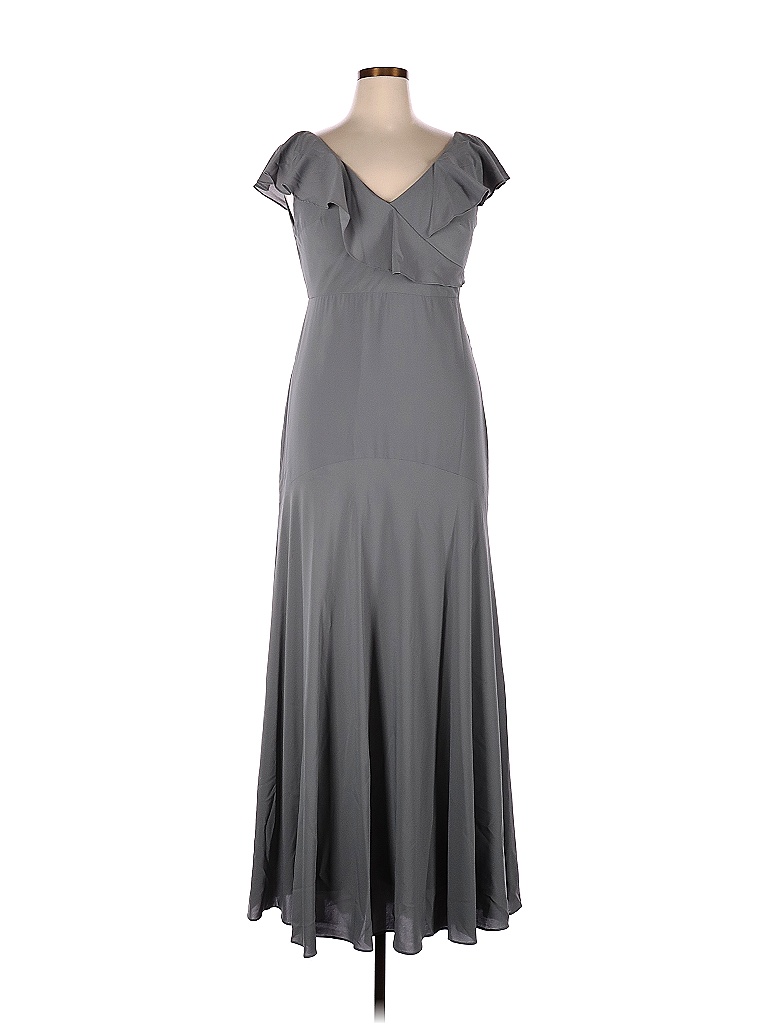 Jenny Yoo Collection 100 Polyester Solid Gray Cocktail Dress Size 14