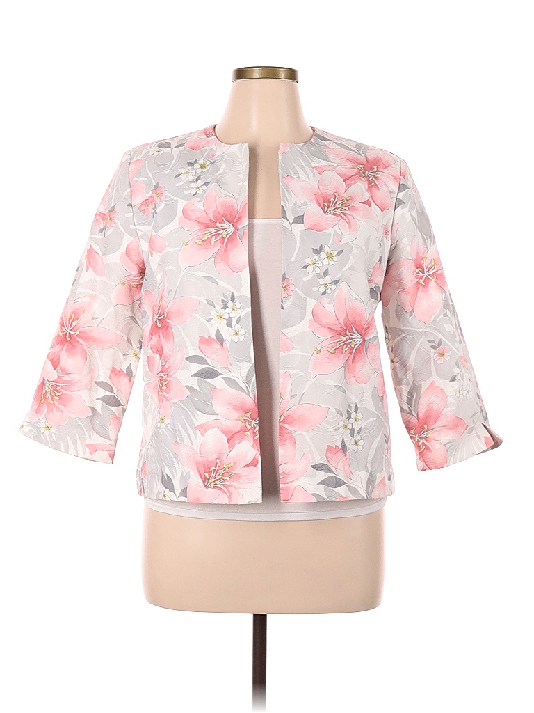 Alfred Dunner 100 Cotton Floral White Jacket Size 14 (Petite) 68