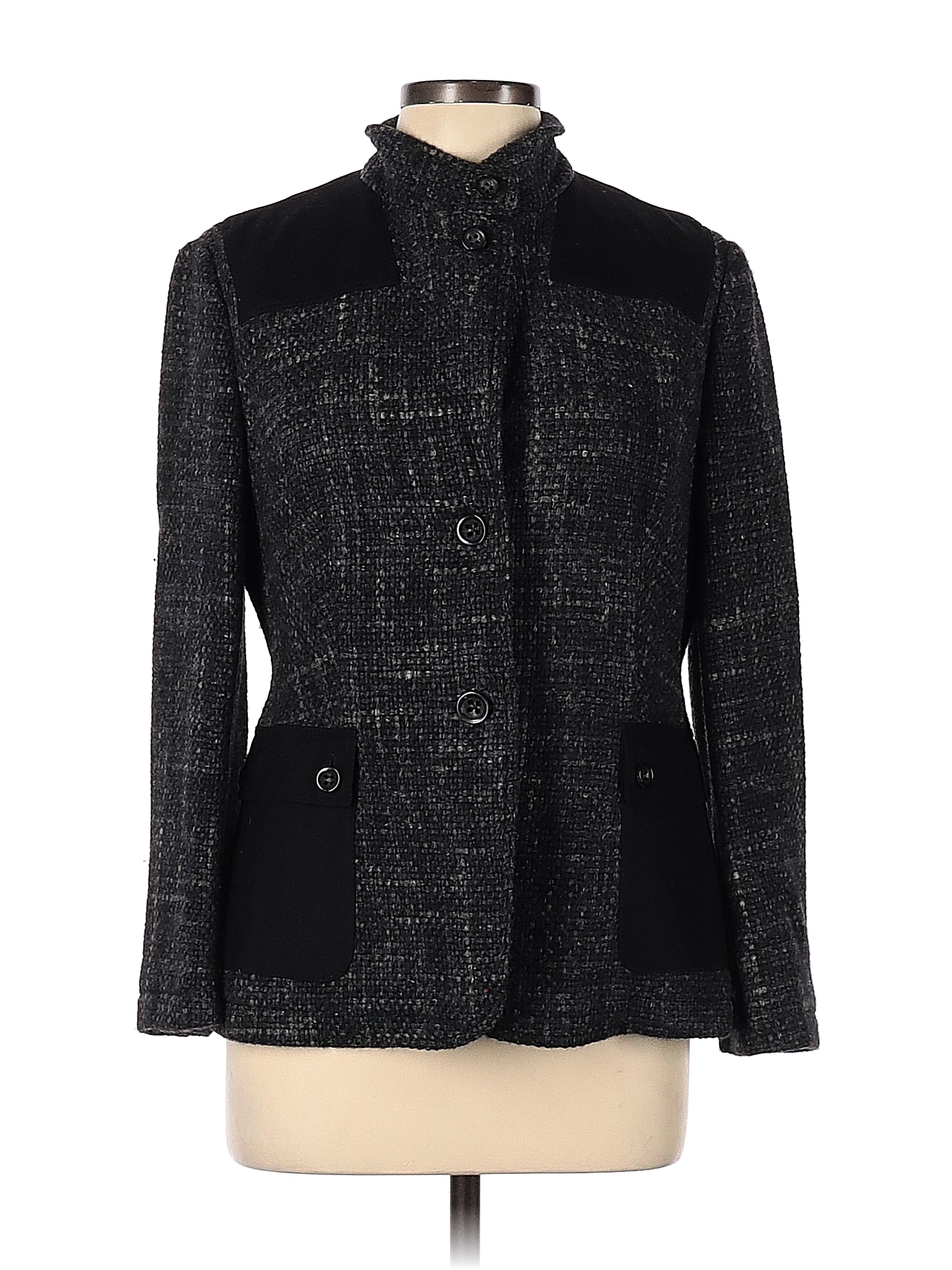 Piazza Sempione Solid Black Gray Jacket Size 48 (IT) - 91% off | thredUP