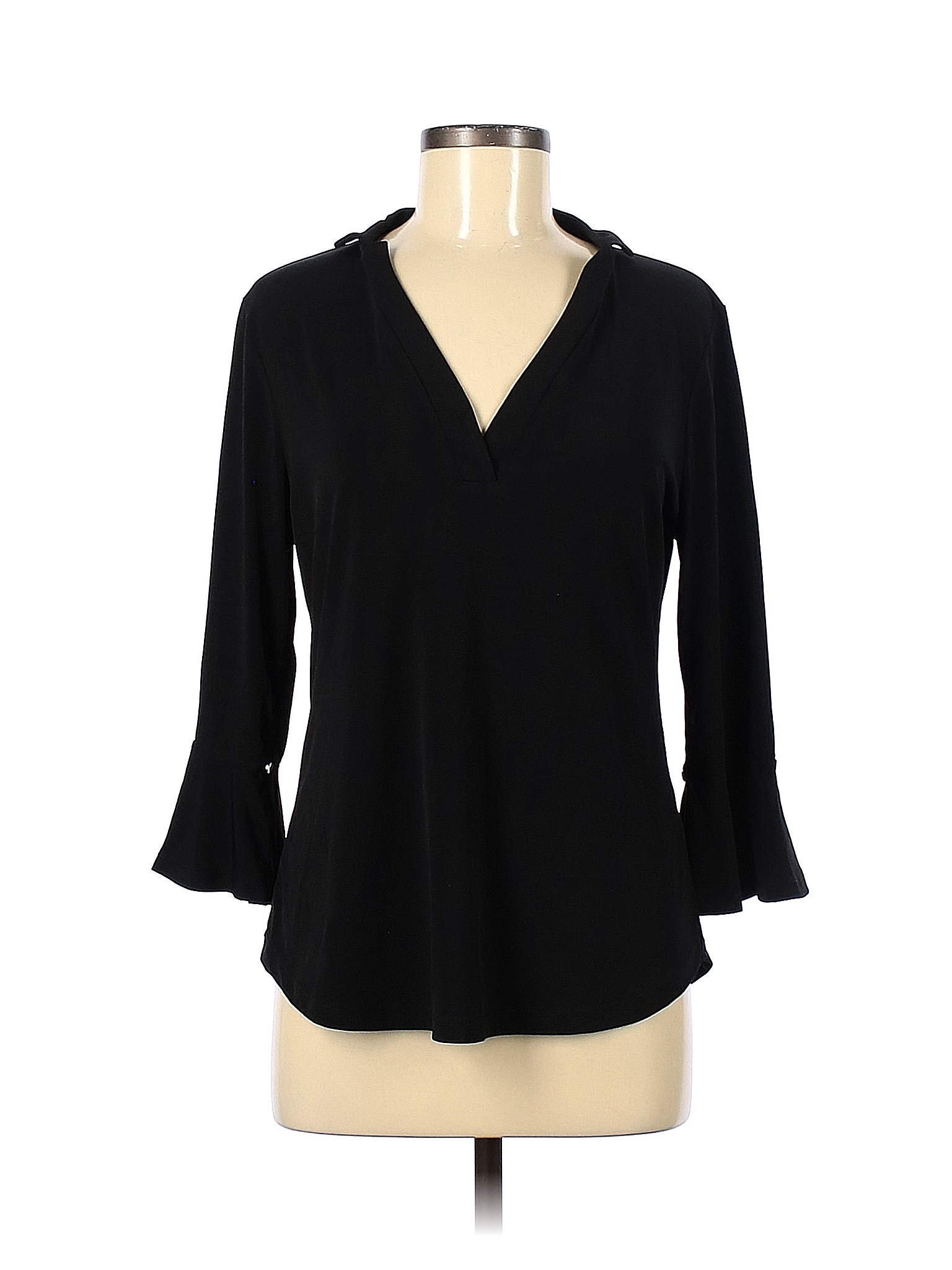 7th Avenue Design Studio New York & Company Solid Black Long Sleeve Top ...