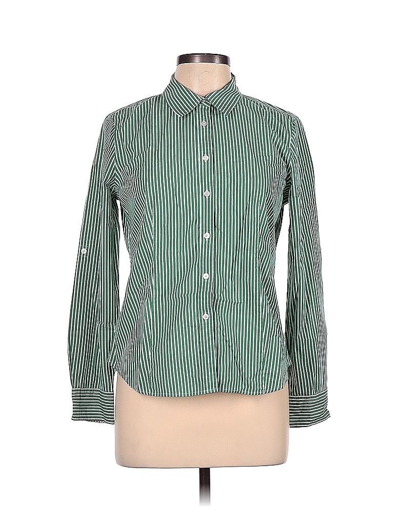 Talbots Stripes Multi Color Green Long Sleeve Button-Down Shirt Size 10 ...