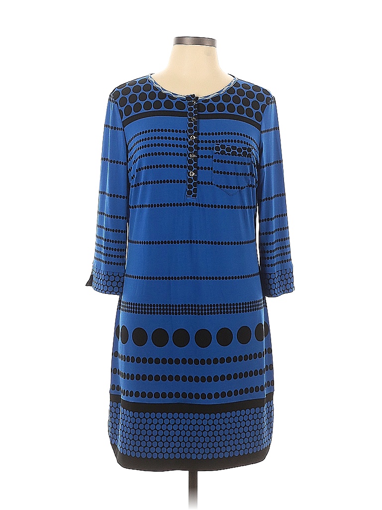 Donna Morgan Stripes Blue Casual Dress Size 12 - photo 1
