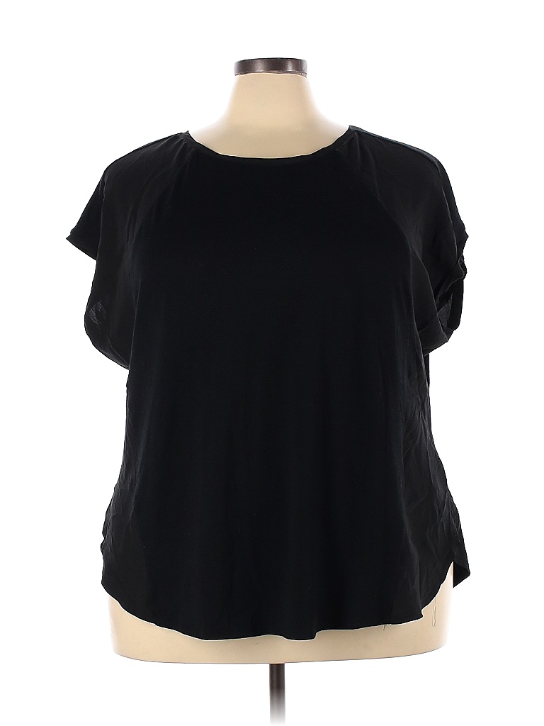 Lane Bryant Solid Black Short Sleeve Top Size 26 - 28 Plus (Plus) - 63% ...