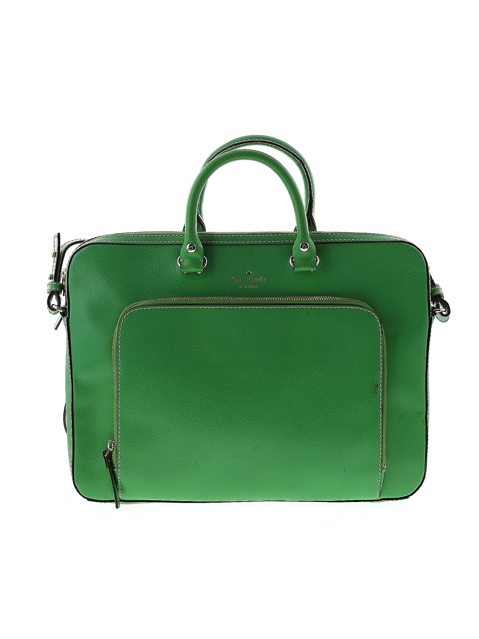 Kate Spade New York 100 Leather Solid Colored Green Leather Laptop Bag