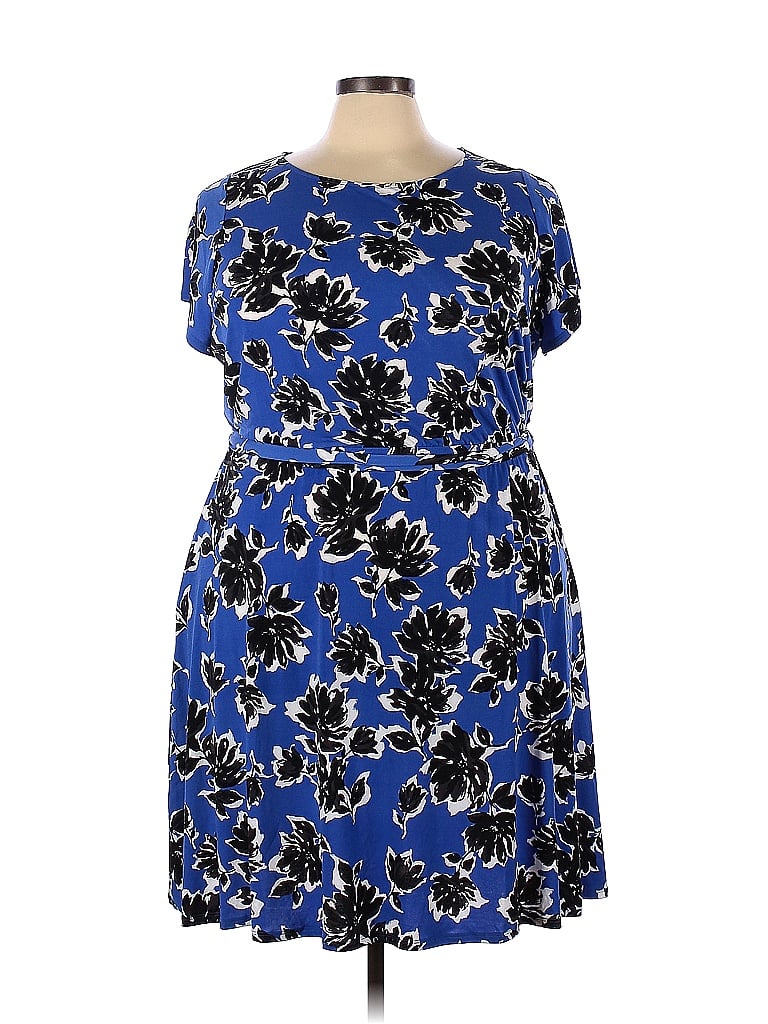 Lane Bryant Floral Blue Casual Dress Size 22 24 Plus Plus 63 Off