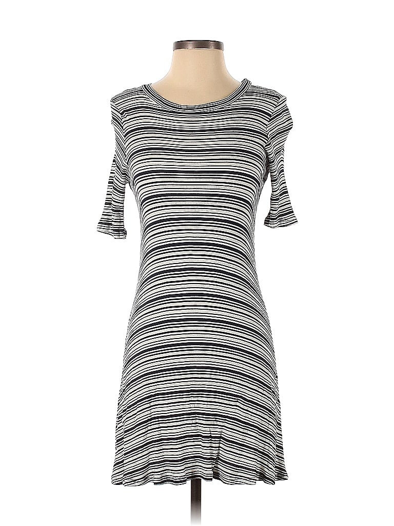 Aqua Stripes Multi Color White Casual Dress Size XS - photo 1