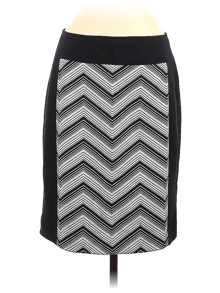 Leslie Stuart Chevron-herringbone Graphic Gray Black Casual Skirt Size 6 - photo 1
