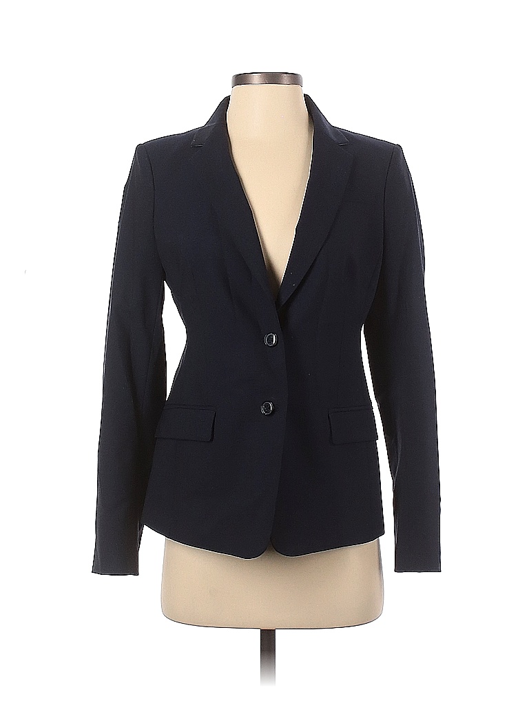 Banana Republic Solid Black Blue Wool Blazer Size 4 82 off thredUP
