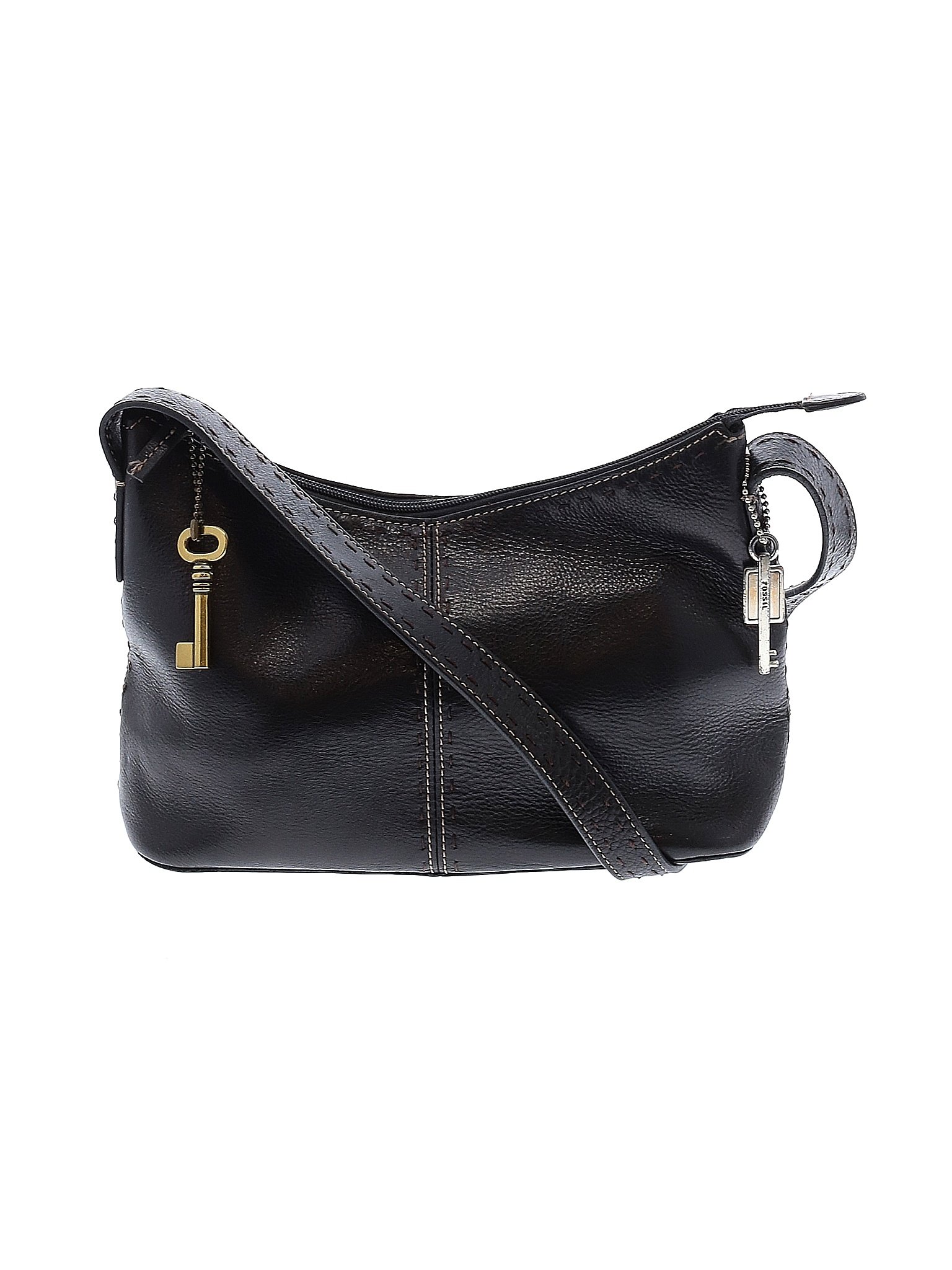 Fossil 100% Leather Solid Black Leather Shoulder Bag One Size - 73% off ...