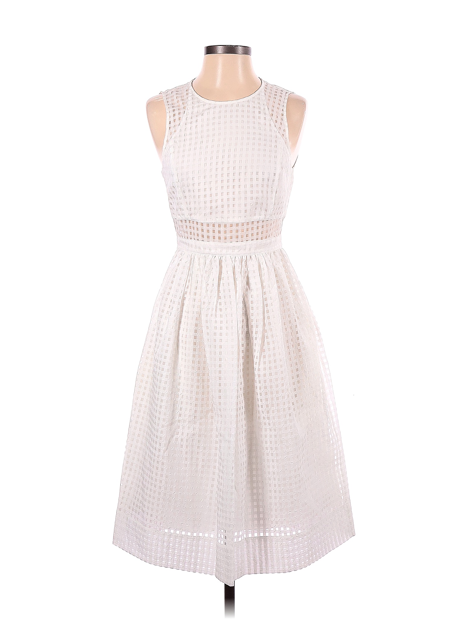 Elizabeth and James 100% Polyester Solid Colored White Casual Dress ...