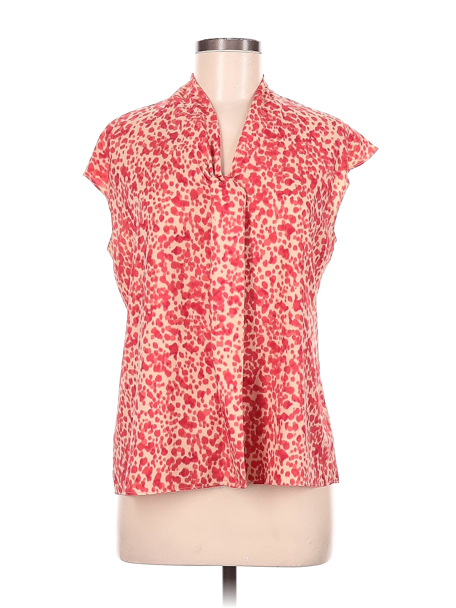 Ann Taylor 100% Polyester Colored Red Short Sleeve Blouse Size 8 - 74% ...