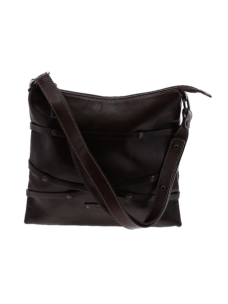 Prune 100 Cow Leather Solid Black Brown Leather Shoulder Bag One Size