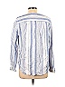 Ann Taylor LOFT Outlet Stripes Multi Color Blue Long Sleeve Blouse Size L - photo 2