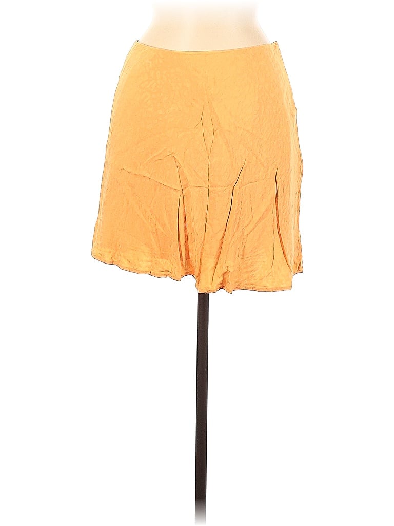 Lovers + Friends 100% Rayon Solid Yellow Orange Casual Skirt Size M - photo 1