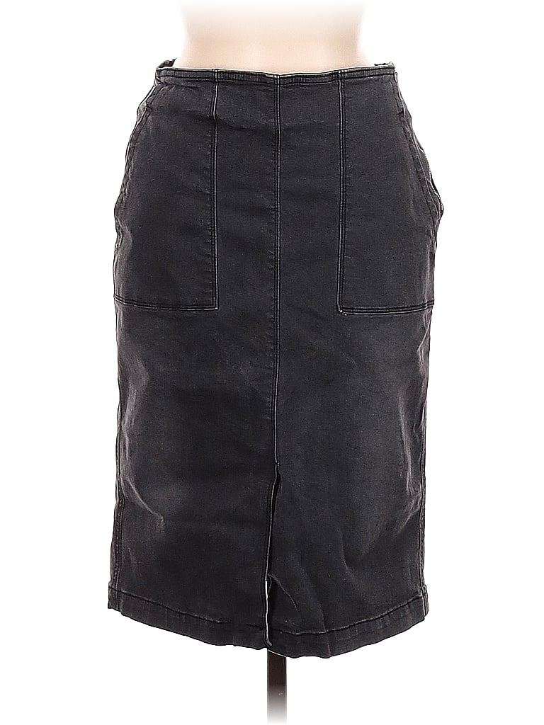 a loves a Solid Black Gray Denim Skirt Size M - 67% off | thredUP