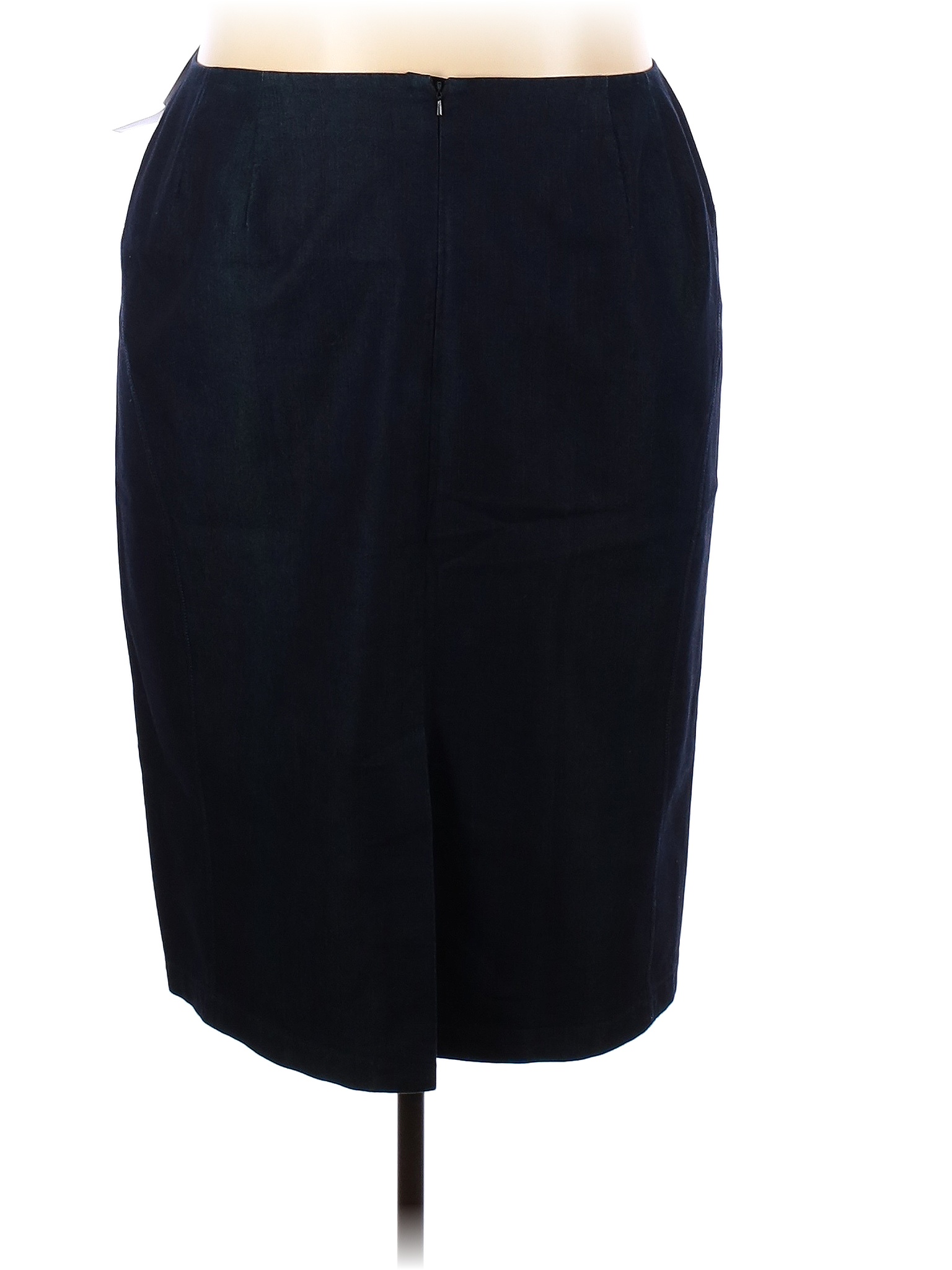 Lafayette 148 New York Solid Black Blue Denim Skirt Size 22 (Plus) 81