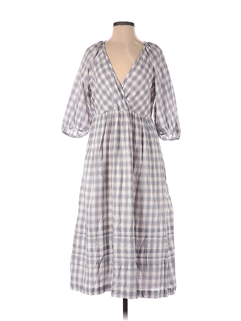 Madewell 100% Cotton Checkered-gingham Multi Color Tan Casual Dress ...