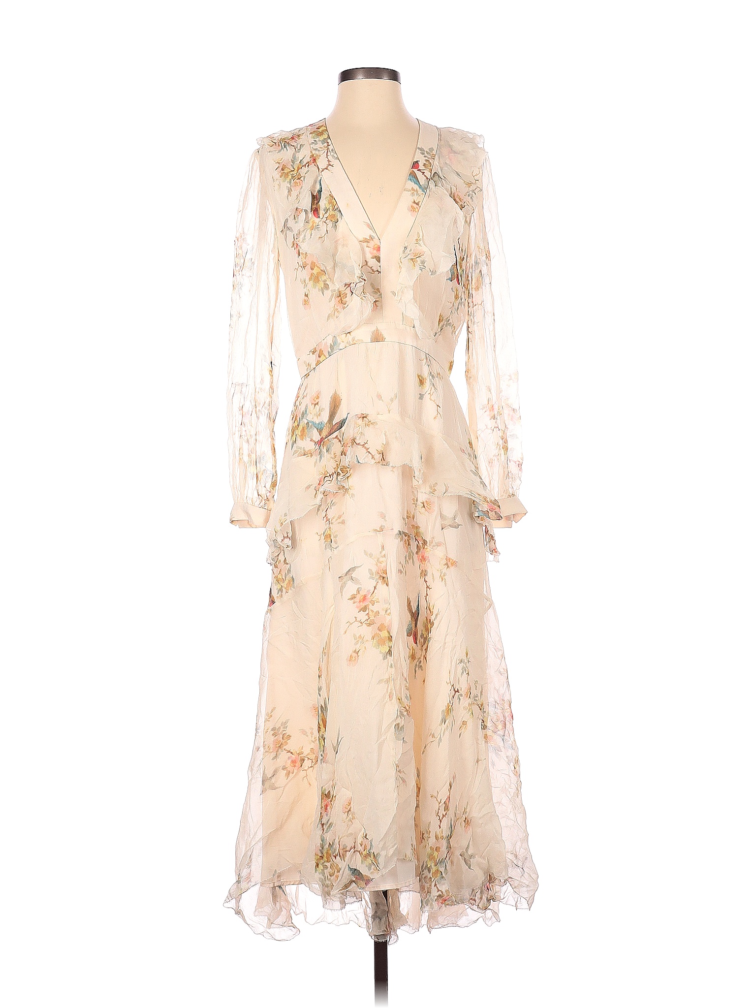 Zimmermann 100 Silk Floral Colored Ivory Cocktail Dress Size 2 58