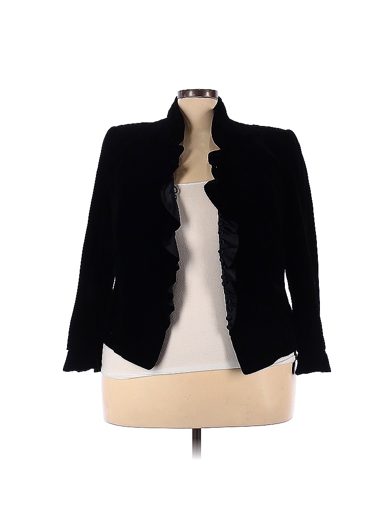 Carmen Marc Valvo Solid Black Jacket Size 20 (Plus) - 78% off | thredUP