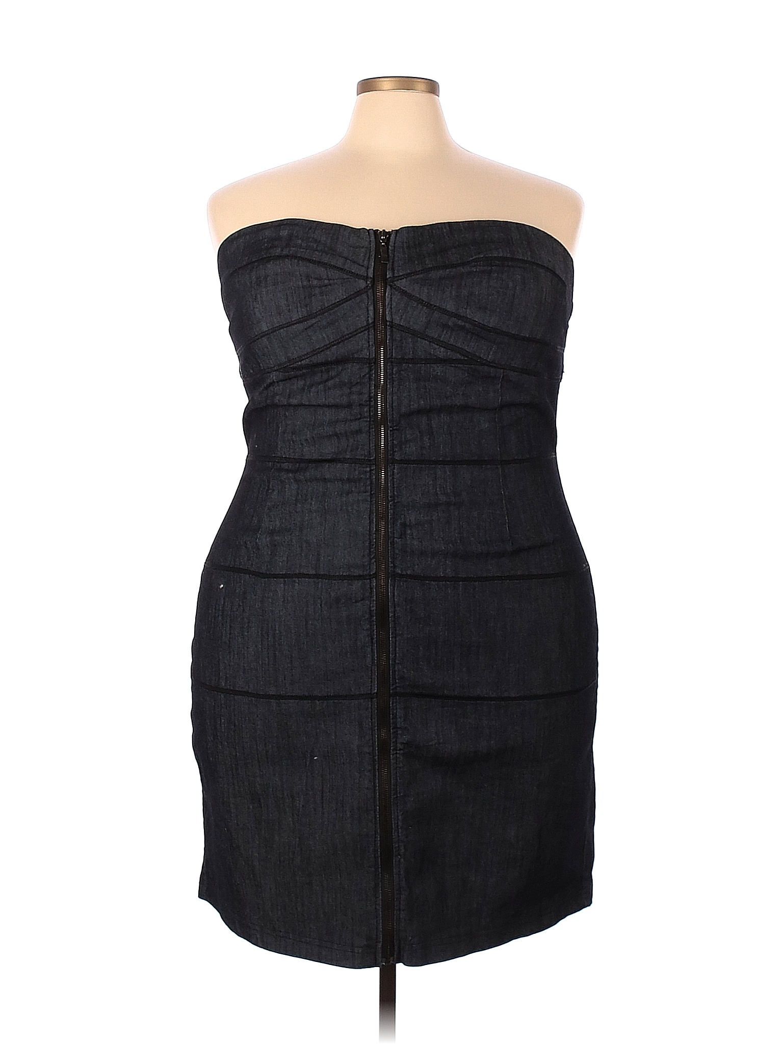 Ashley Stewart Solid Black Blue Cocktail Dress Size 24 (Plus) 71 off