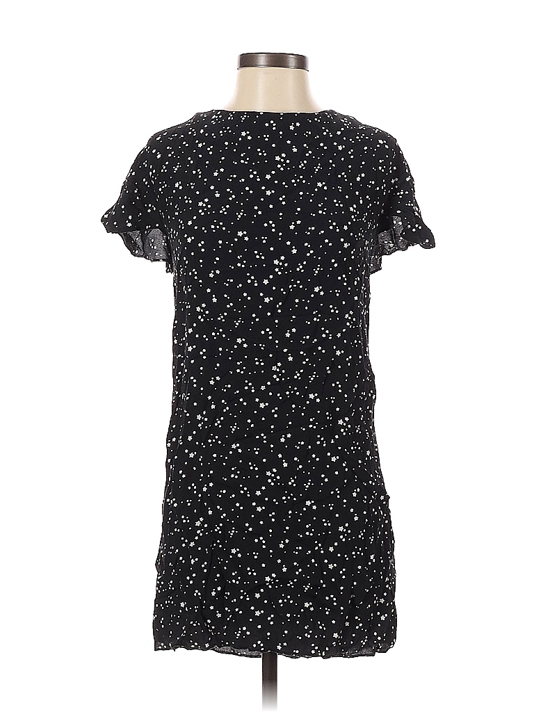 Zara Basic 100% Viscose Stars Polka Dots Black Casual Dress Size XS - photo 1