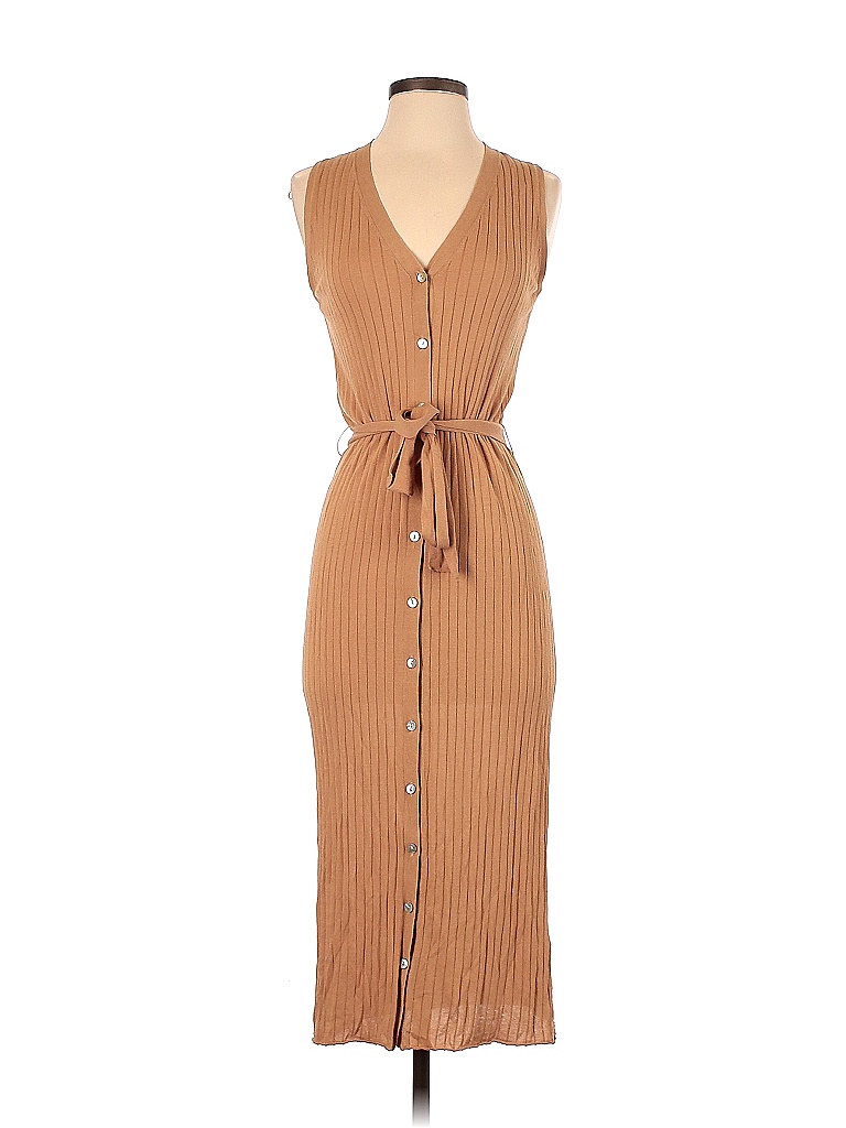 Zara Solid Colored Tan Casual Dress Size S 36 off thredUP