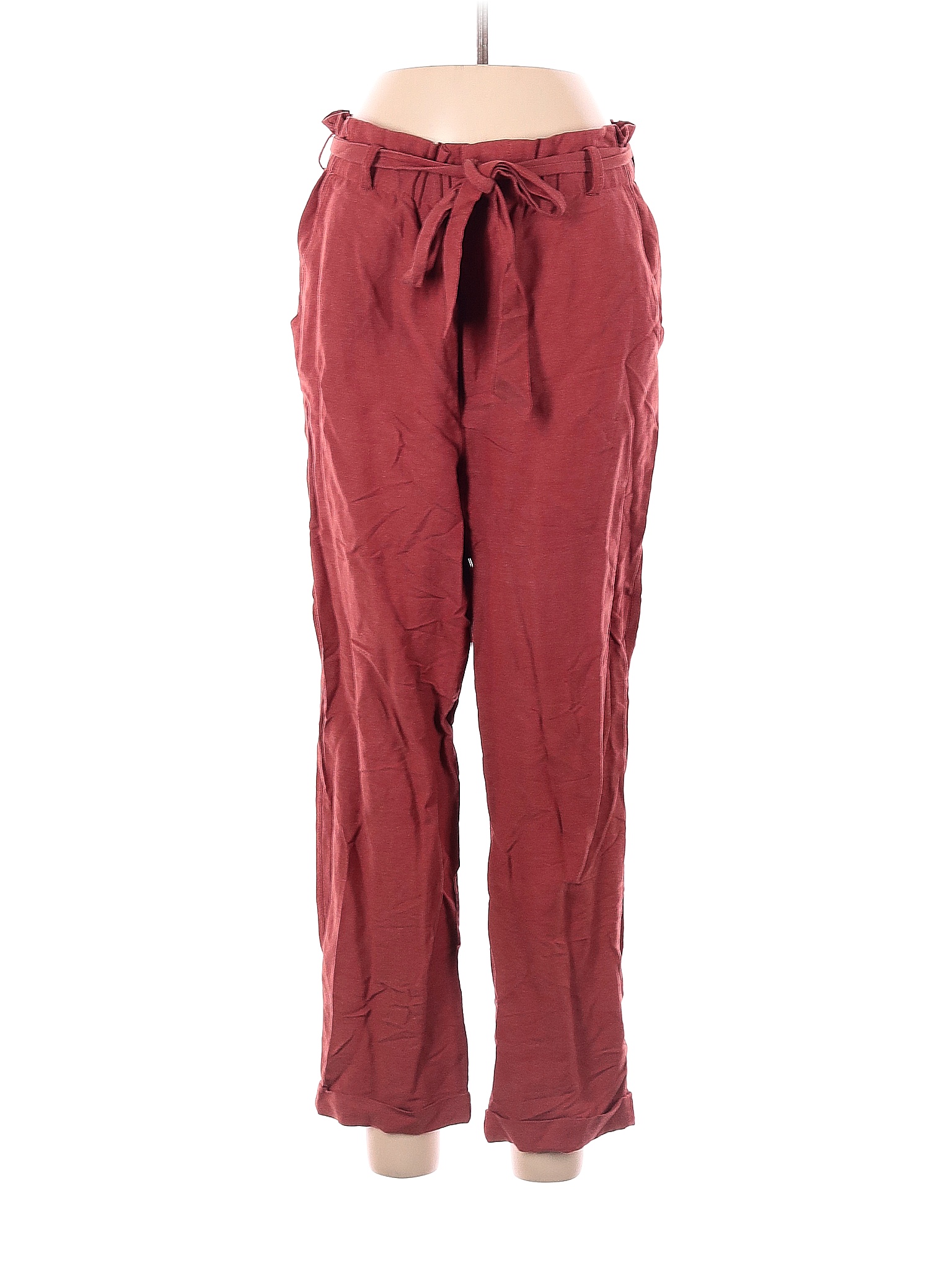 Le Lis Solid Colored Red Linen Pants Size L - 76% off | thredUP