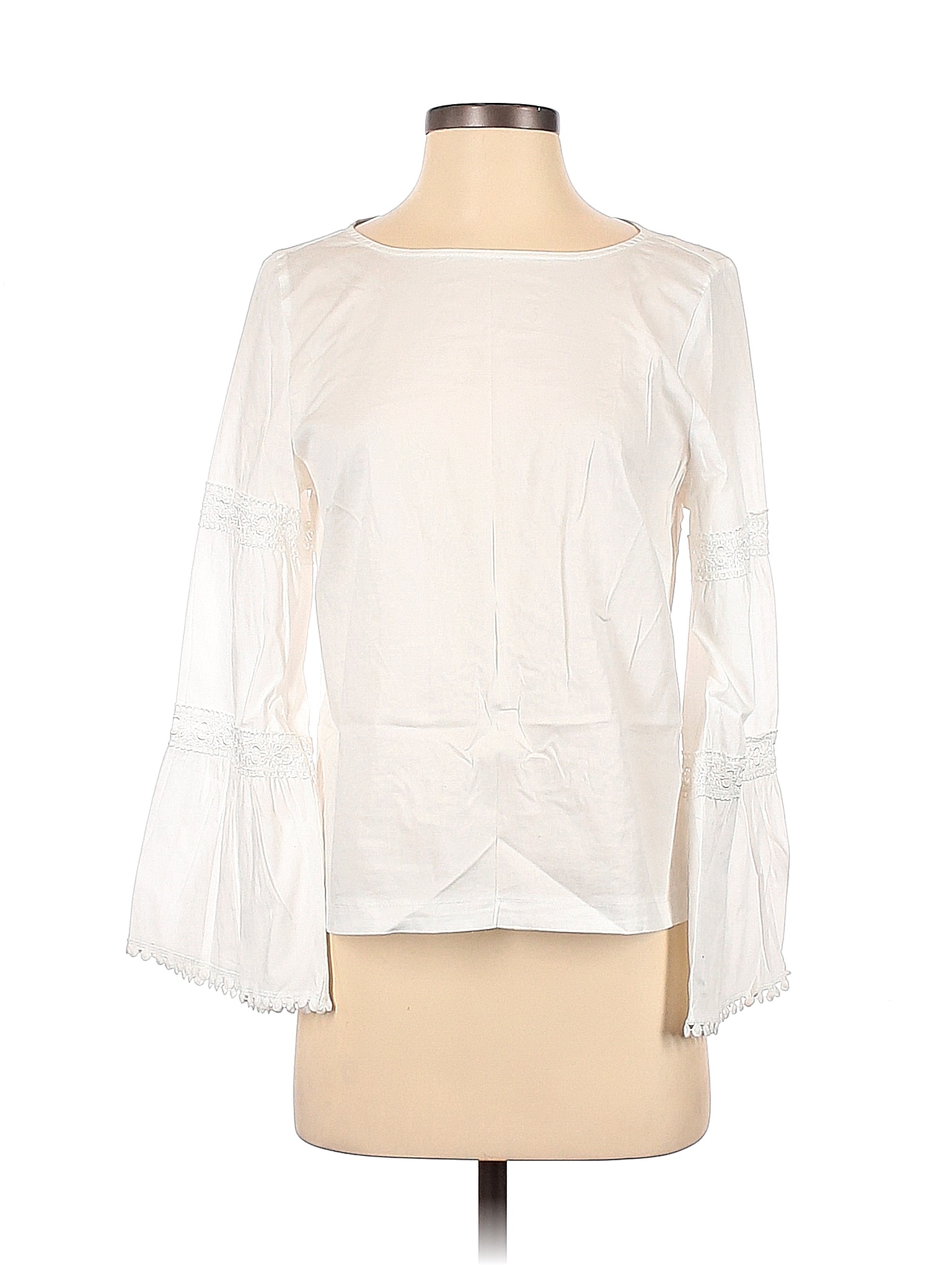 NANETTE Nanette Lepore Solid Colored White Long Sleeve Blouse Size S ...