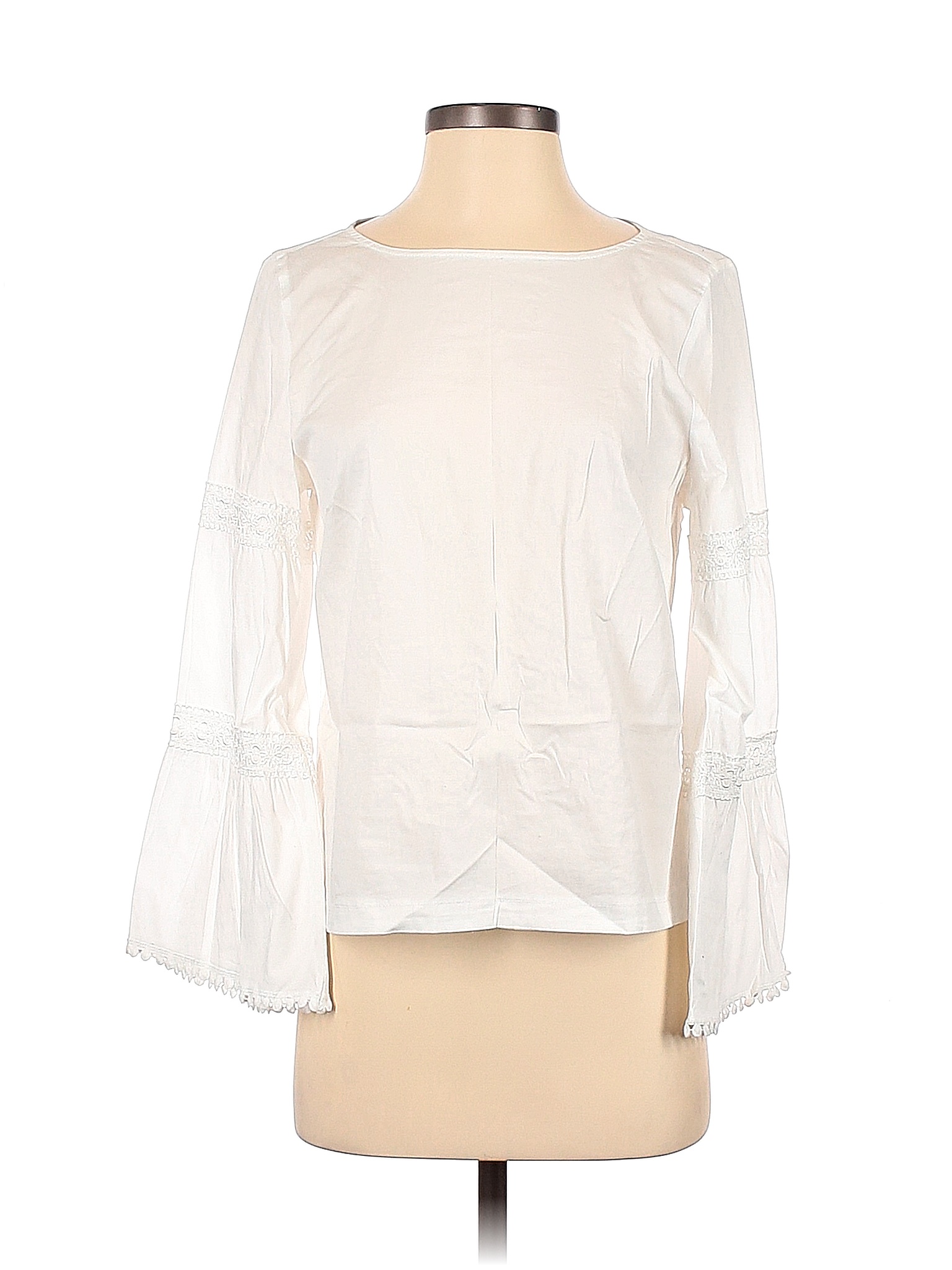 Lepore Solid Colored White Long Sleeve Blouse Size S