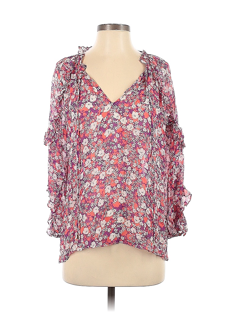 Shoshanna Floral Multi Color Pink Long Sleeve Blouse Size S - photo 1