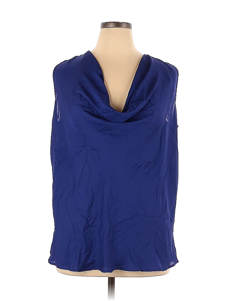 Lane Bryant 100% Polyester Solid Blue Purple Sleeveless Blouse Size 14 ...