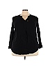 Woman Within 100% Rayon Solid Black Long Sleeve Blouse Size 22 (1X) (Plus) - photo 1